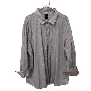 TAYLORBYRD Men's Shirt Sz XL Long Sleeve Contrast Collar Cuffs Cotton Multicolor